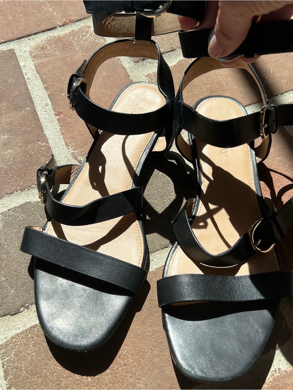 J. Crew Black Multi-Strap Ankle Buckle Sandals